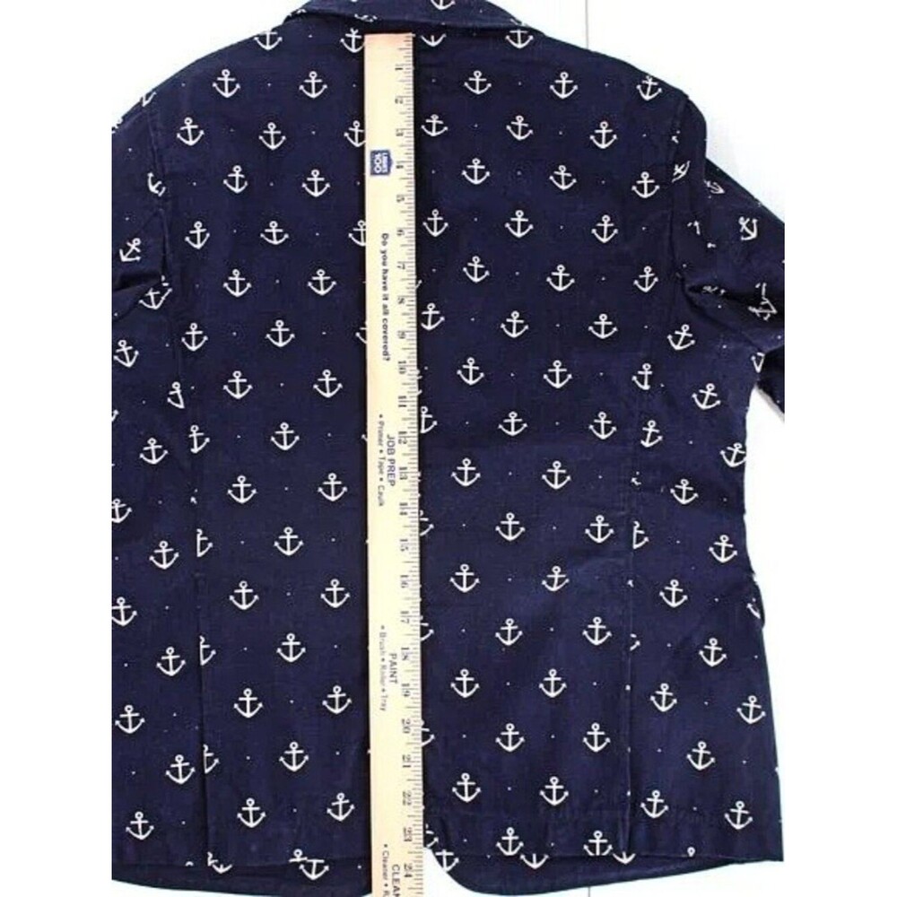Engineered Garments Baker Jacket Blue Nautical Anchor Print Light Blazer SZ 3 L - Picture 10 of 11